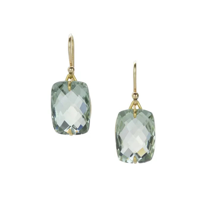 Gabriella Kiss Cushion Shaped Green Amethyst Earrings Earrings