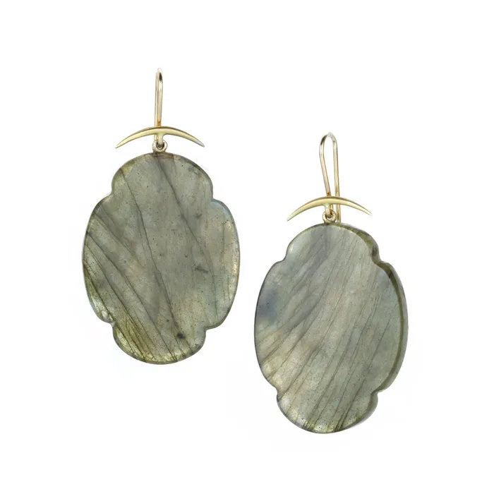 Gabriella Kiss Earrings 18k Labradorite Scallop Earrings