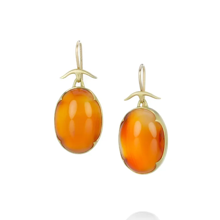 Gabriella Kiss Earrings 18k Oval Carnelian Earrings