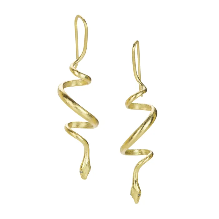 Gabriella Kiss Earrings 18k Spiral Snake Drop Earrings