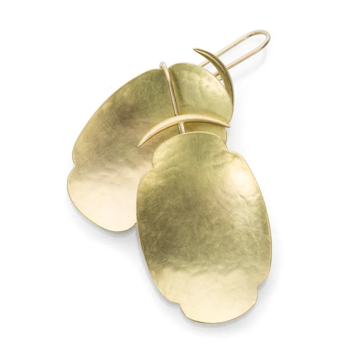 Gabriella Kiss Earrings 18k Yellow Gold Large Hammered Scallop Earrings