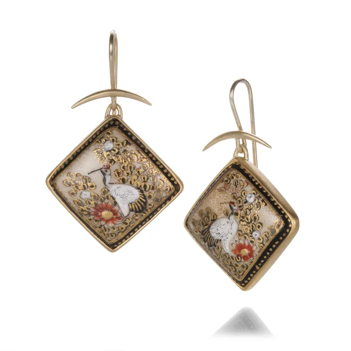 Gabriella Kiss Earrings Antique Porcelain Bird Earrings