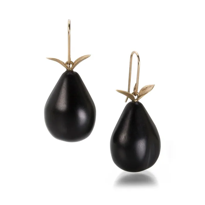 Gabriella Kiss Earrings Black Jade Pear Earrings