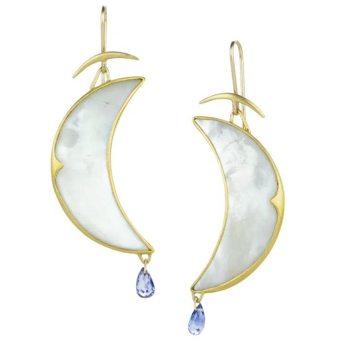 Gabriella Kiss Earrings Mother of Pearl Crescent Moon Earrings