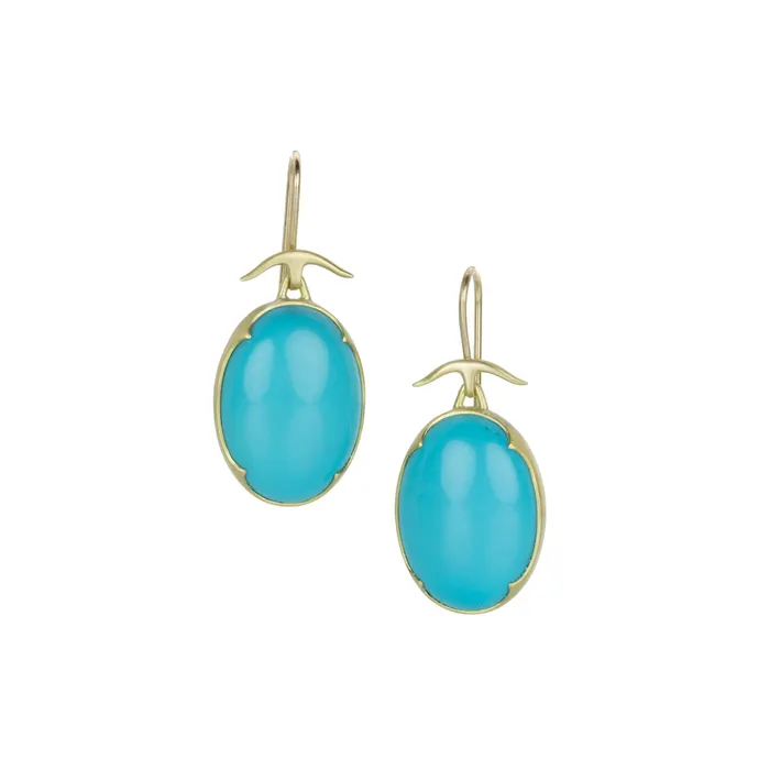 Gabriella Kiss Earrings Oval Mexican Turquoise Earrings