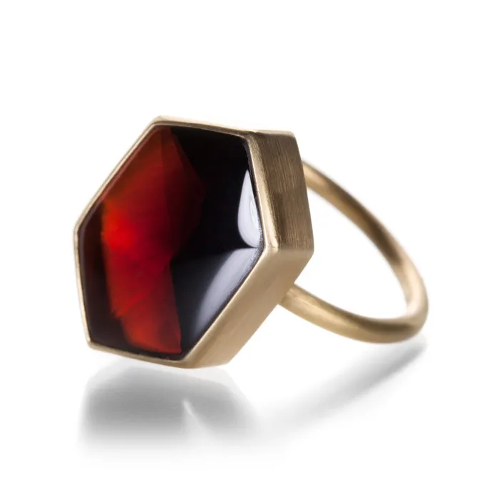 Gabriella Kiss Hexagon Almandine Garnet Ring Rings