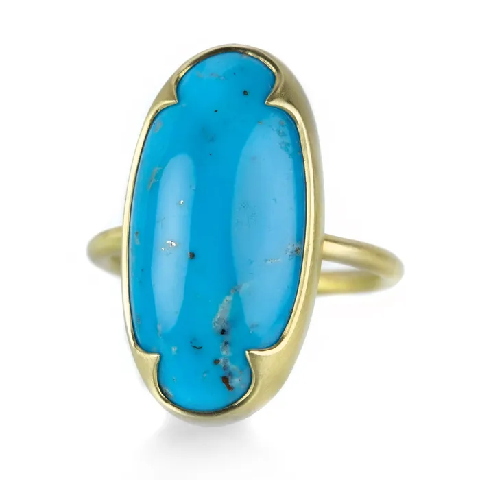 Gabriella Kiss Long Oval Persian Turquoise Ring Rings