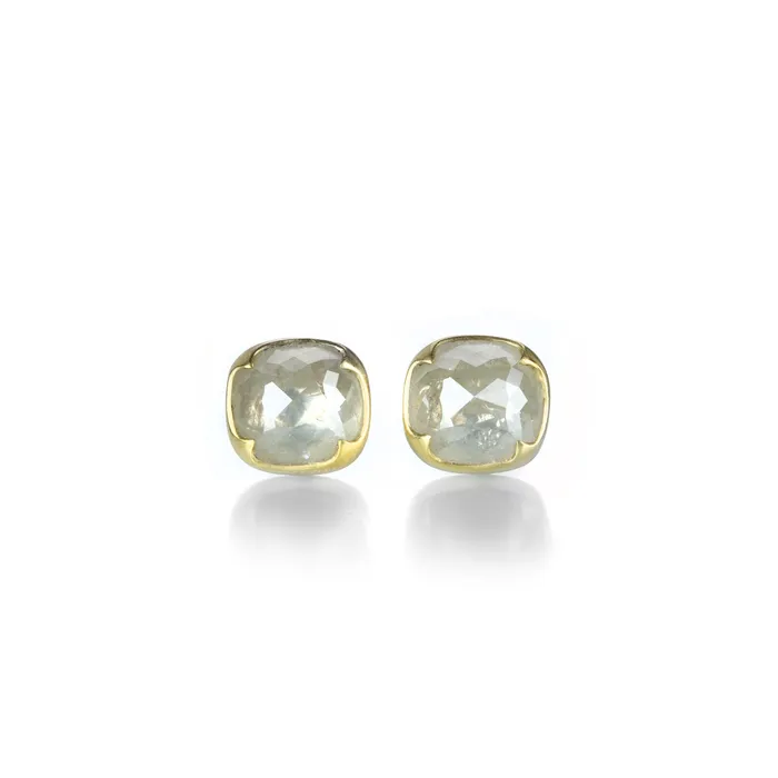 Gabriella Kiss Milky White Rose Cut Diamond Studs Rings