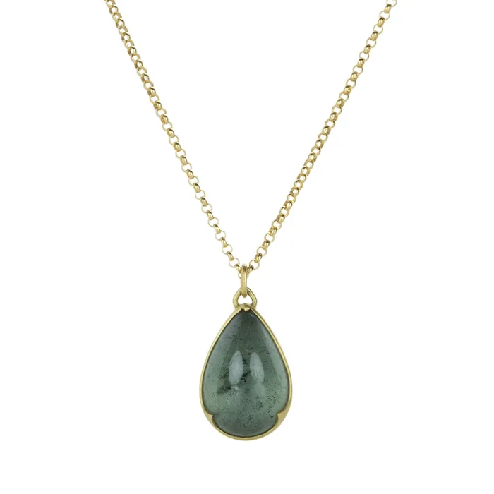 Gabriella Kiss Necklaces Pear Shaped Moss Aquamarine Pendant Necklace