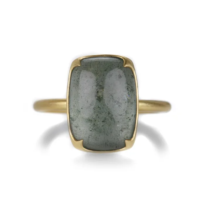 Gabriella Kiss Rings 18k Cushion Moss Aquamarine Ring