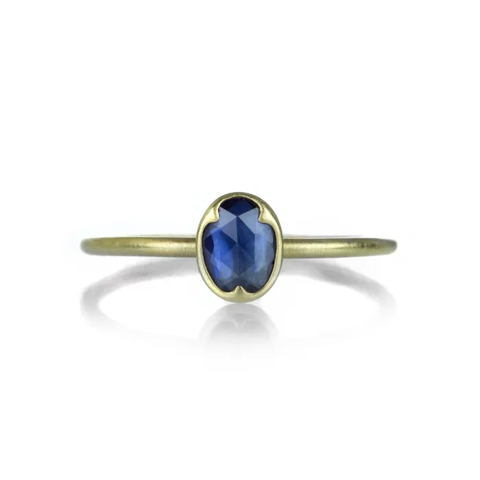 Gabriella Kiss Rings Dark Blue Rose Cut Sapphire Ring