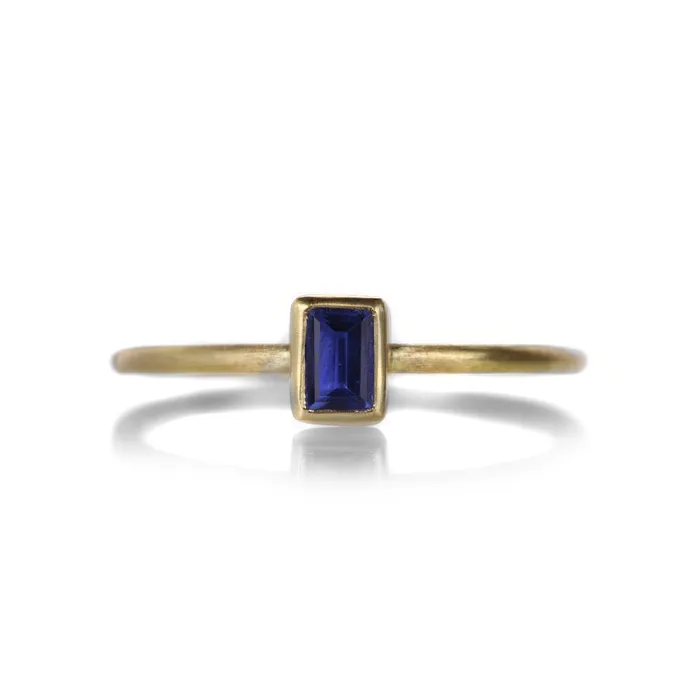 Gabriella Kiss Rings Emerald Cut Dark Blue Sapphire Ring