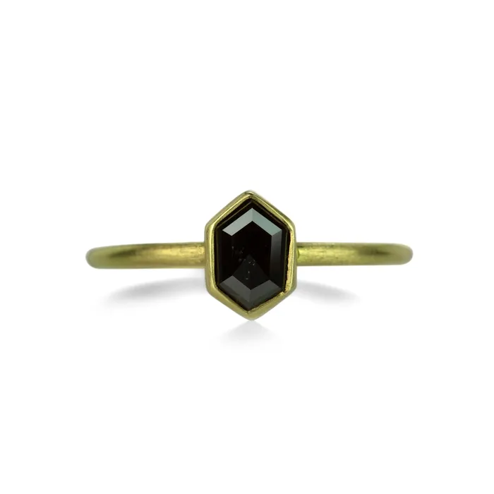 Gabriella Kiss Rings Hexagonal Black Diamond Ring