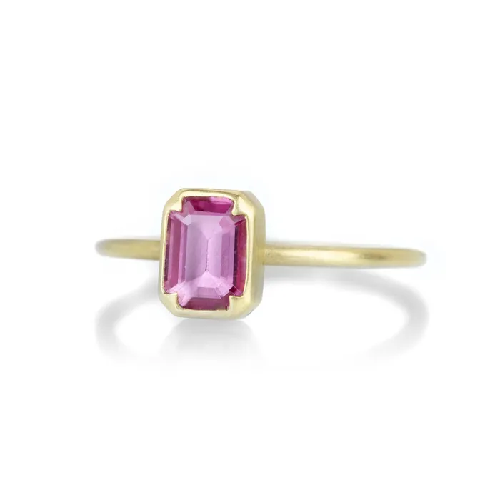 Gabriella Kiss Rings Pink Sapphire Emerald Cut Ring