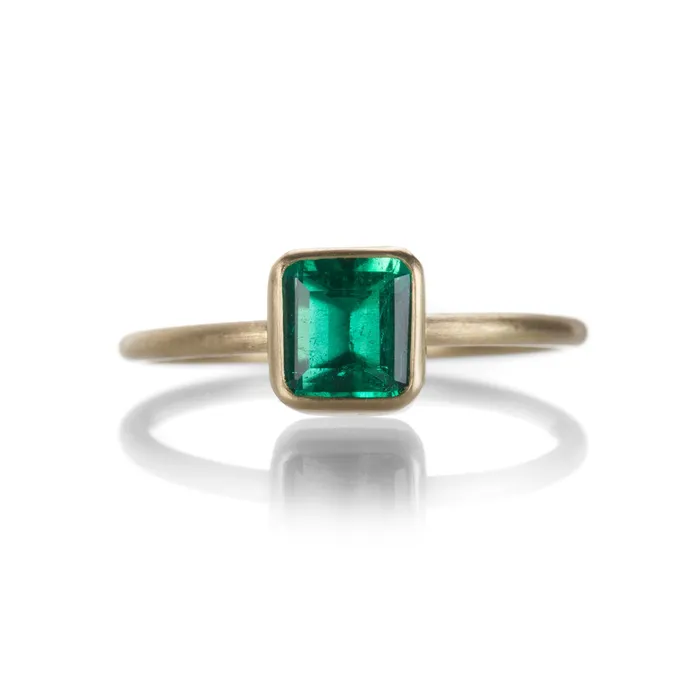 Gabriella Kiss Rings Square Colombian Emerald Ring