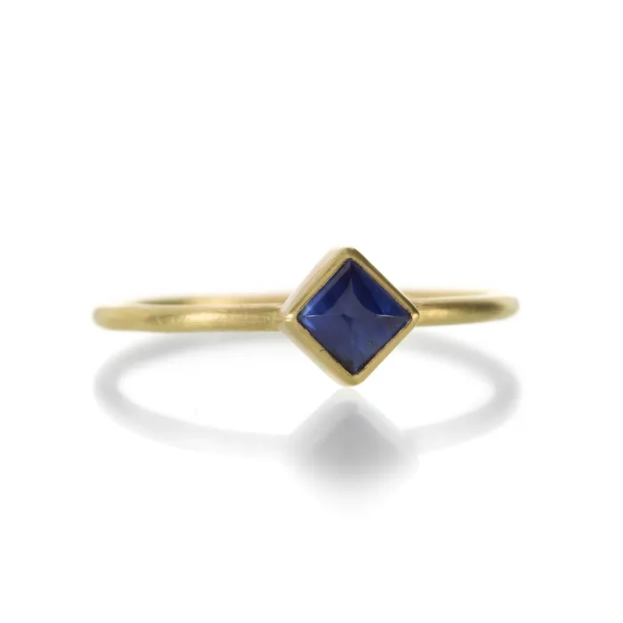 Gabriella Kiss Rings Square Sugarloaf Blue Sapphire Ring