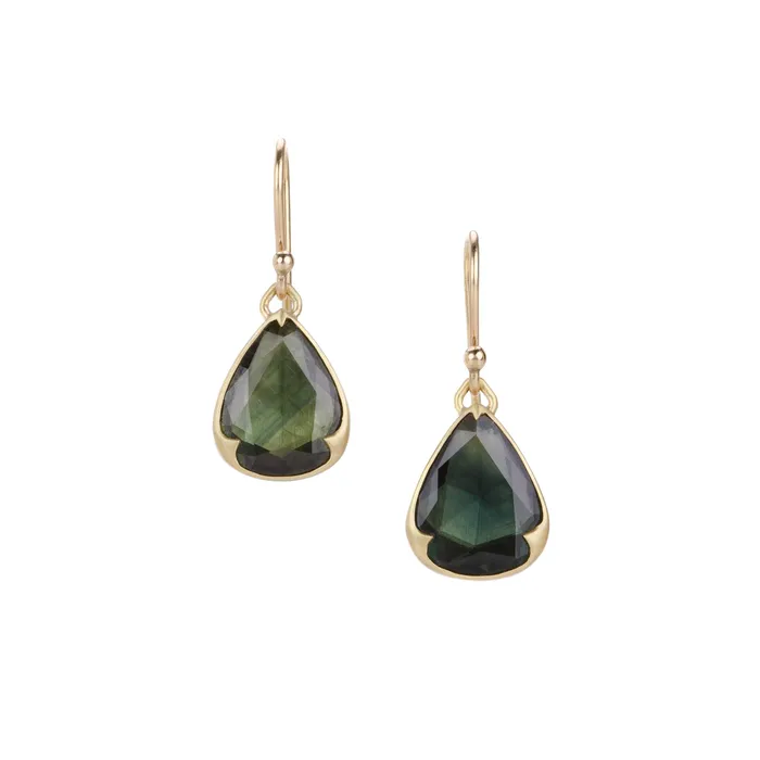 Gabriella Kiss Rose Cut Green Sapphire Drop Earrings Earrings