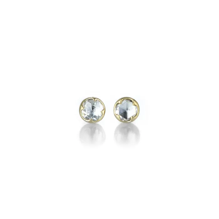 Gabriella Kiss Round White Rose Cut Diamond Studs Rings