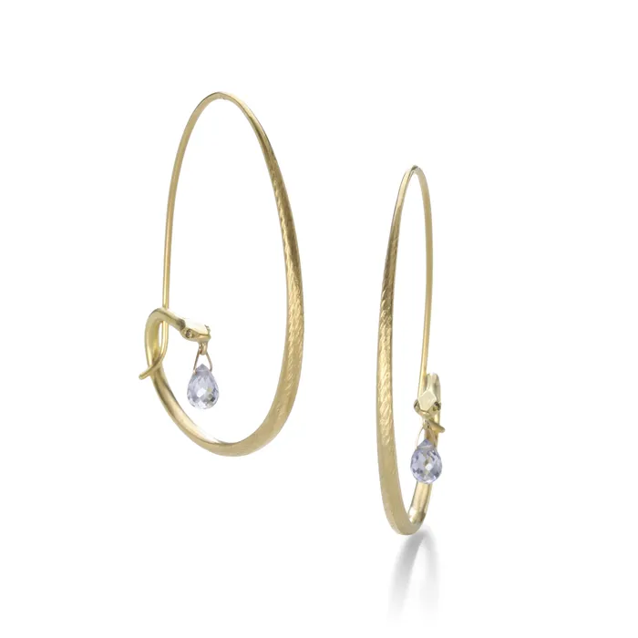 Gabriella Kiss Small Snake Hoops with Blue Sapphire Earrings Earrings