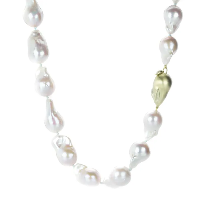 Gabriella Kiss White Freshwater Pearl Necklace with Bunny Clasp Necklaces