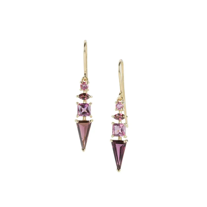 Garnet Rhodolite and Tourmaline Drop Earrings Nicole Landaw Earrings