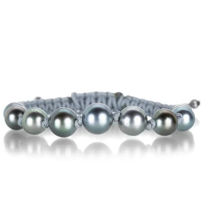 Gellner 9 Tahitian Pearl Gray Macrame Bracelet Bracelets