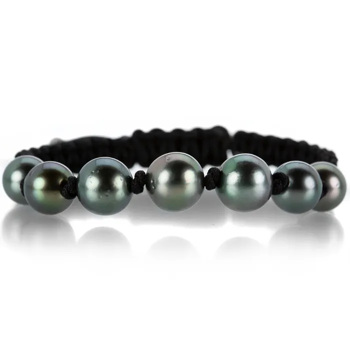 Gellner Black Macrame Bracelet with 7 Tahitian Pearls Bracelets