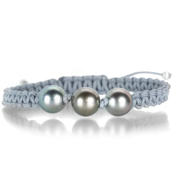 Gellner Bracelets 3 Tahitian Pearl Macrame Beaded Bracelet