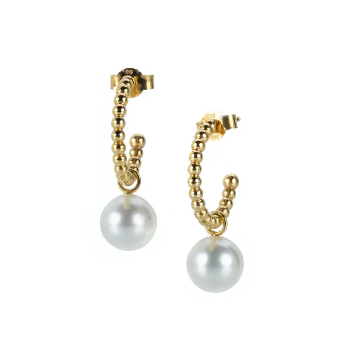 Gellner Earrings Rose Gold Hoops with South Sea Pearl Drops