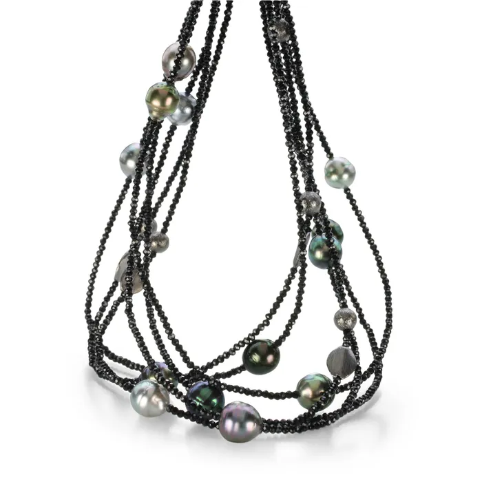 Gellner Necklaces 14 Tahitian Pearl Black Spinel Necklace