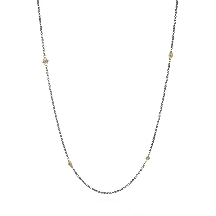 Gray Diamond Textile Station Necklace- 24 Amali Necklaces