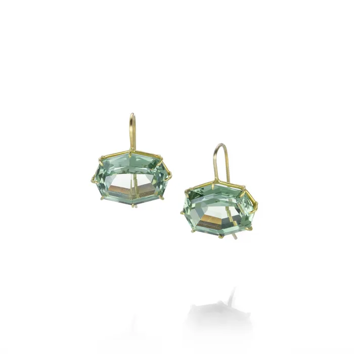 Green Amethyst Octagon Drop Earrings Rosanne Pugliese Earrings