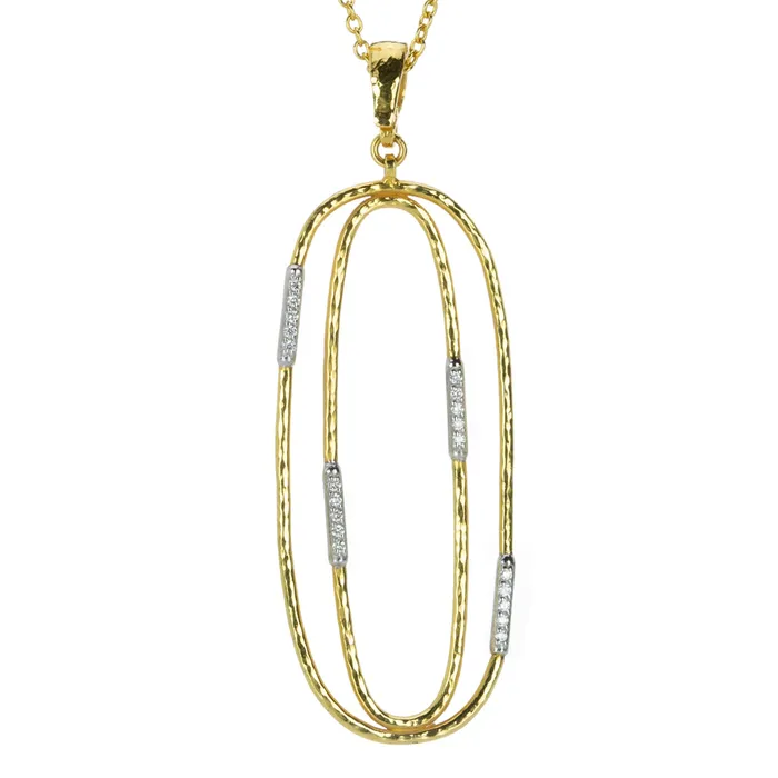 Gurhan Necklaces Double Oval Pave Diamond Pendant Necklace