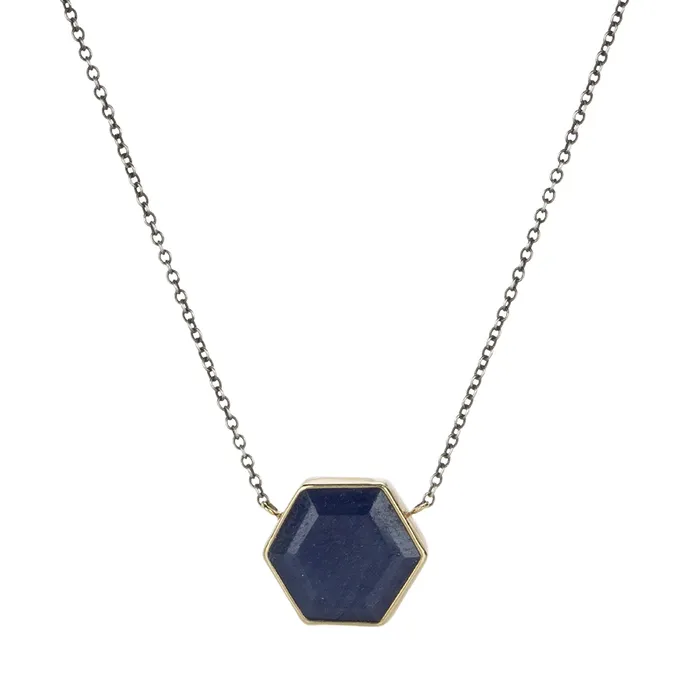 Hexagon Blue Sapphire Pendant Necklace Jamie Joseph Necklaces