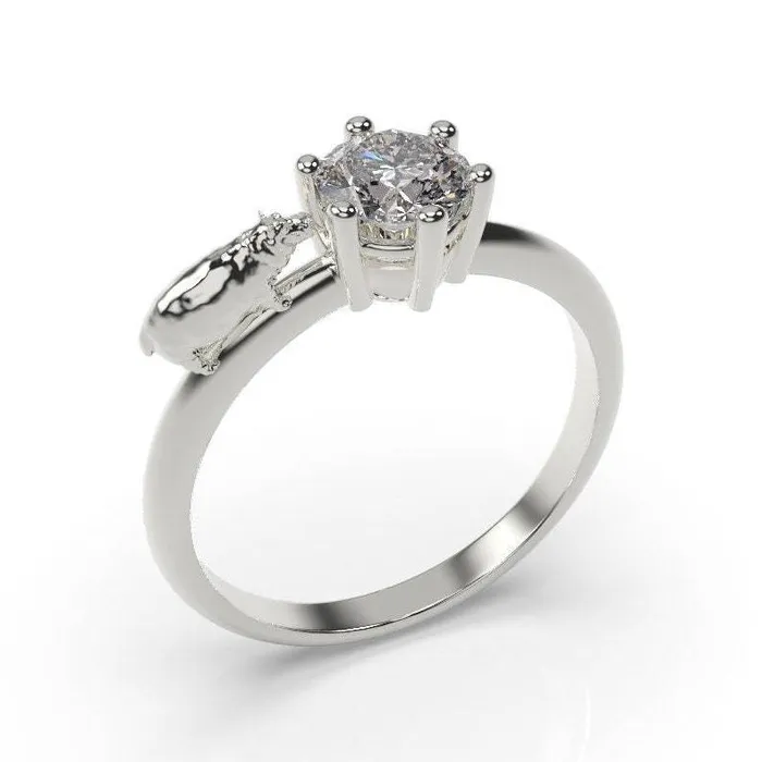 Hippo Engagement Ring Hippo Ring White Gold MyUniqueRing Rings