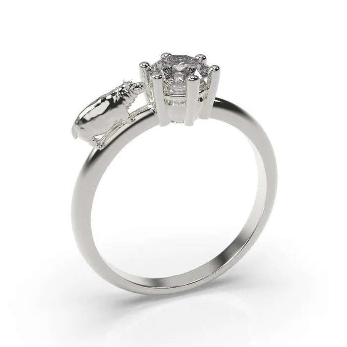 Hippo Engagement Ring Hippo Ring White Gold | MyUniqueRing Rings