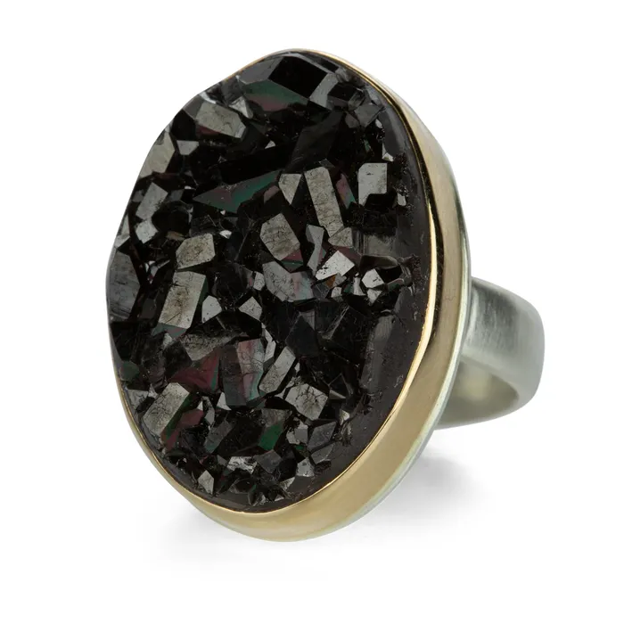 Jamie Joseph Oval Brazilian Black Druzy Ring Rings