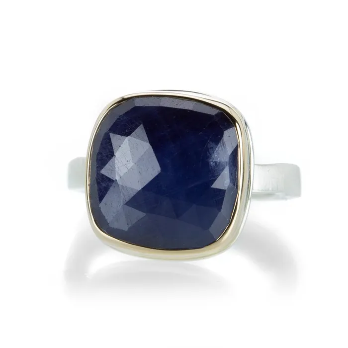 Jamie Joseph Rings Faceted Square Blue Sapphire Ring