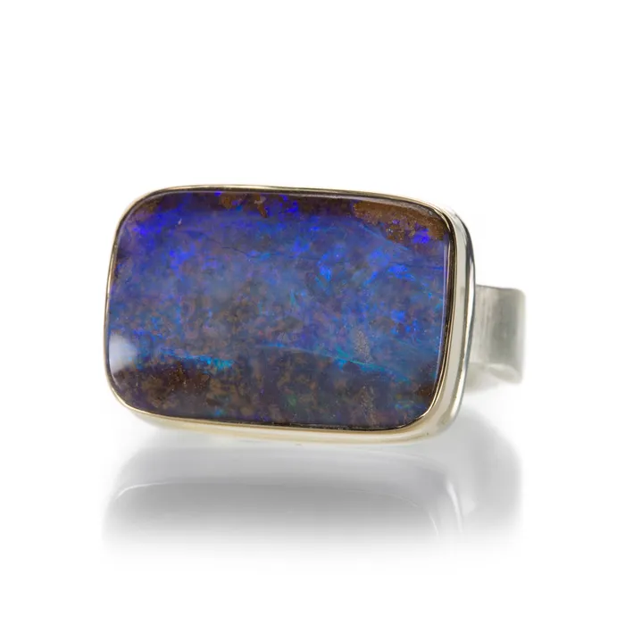 Jamie Joseph Rings Rectangular Boulder Opal Ring