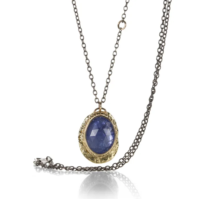 Jamie Joseph Tanzanite and Textured Disc Necklace Necklaces