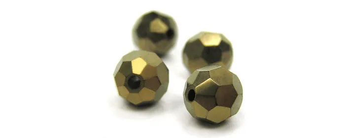 Jet Gold Bronze fully coated, Czech Machine Cut Round Crystal Beads, 4mm | PAS Jablonec Rings