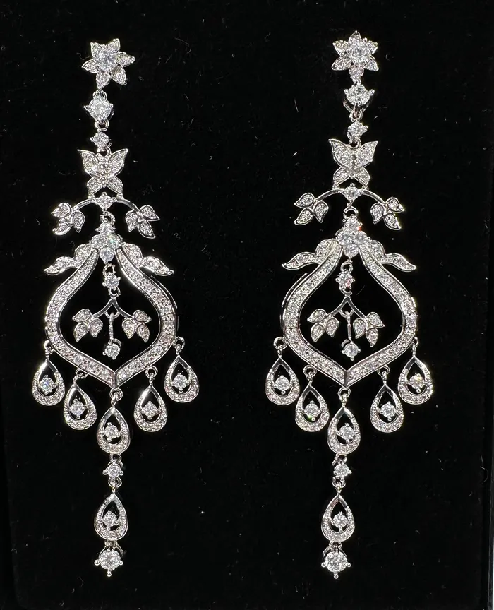 Joan Rivers Classics Large Dangle CZ Crystals Silver Plated Earrings MINT J336 | Swarovski Elements Earrings