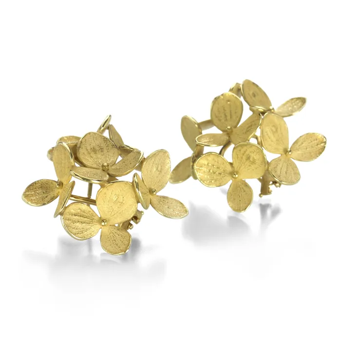 John Iversen 18k Large 6 Part Hydrangea Earrings Earrings