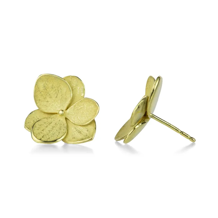 John Iversen Earrings | 18k Large Twin Hydrangea Stud Earrings