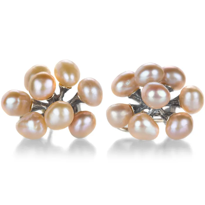 John Iversen Earrings Baroque Peach Freshwater Pearl Jacks Earrings