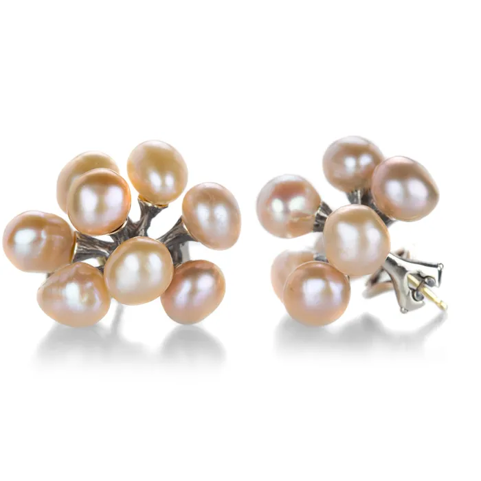 John Iversen Earrings | Baroque Peach Freshwater Pearl Jacks Earrings