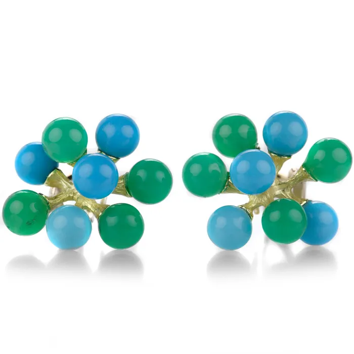 John Iversen Earrings Jacks Earrings with Turquoise and Chrysoprase