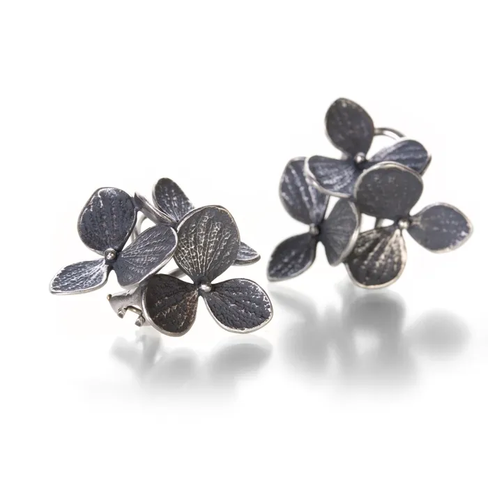 John Iversen Earrings Large Three Part Hydrangea Earrings