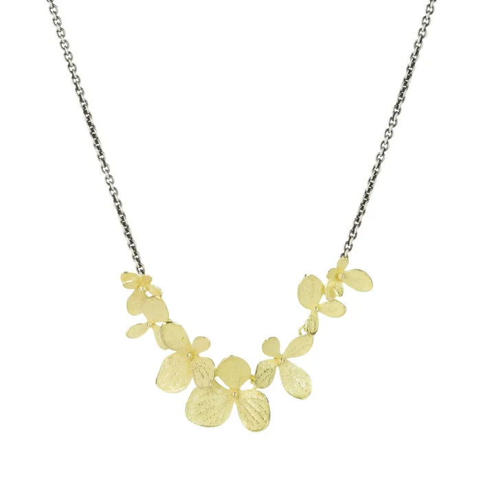 John Iversen Necklaces 18k Multi-Hydrangea Necklace with Oxidized Chain