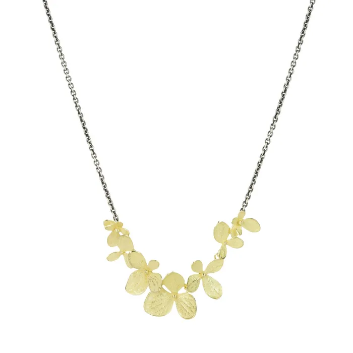 John Iversen Necklaces | 18k Multi-Hydrangea Necklace with Oxidized Chain